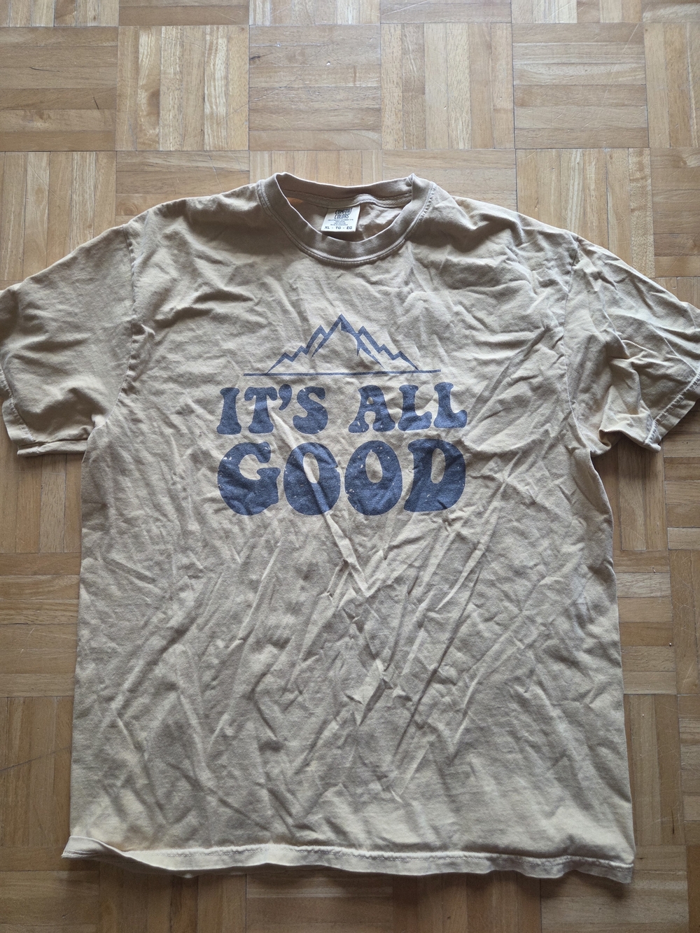 It's All Good Graphic Tee - Pale Yellow Mountain Print